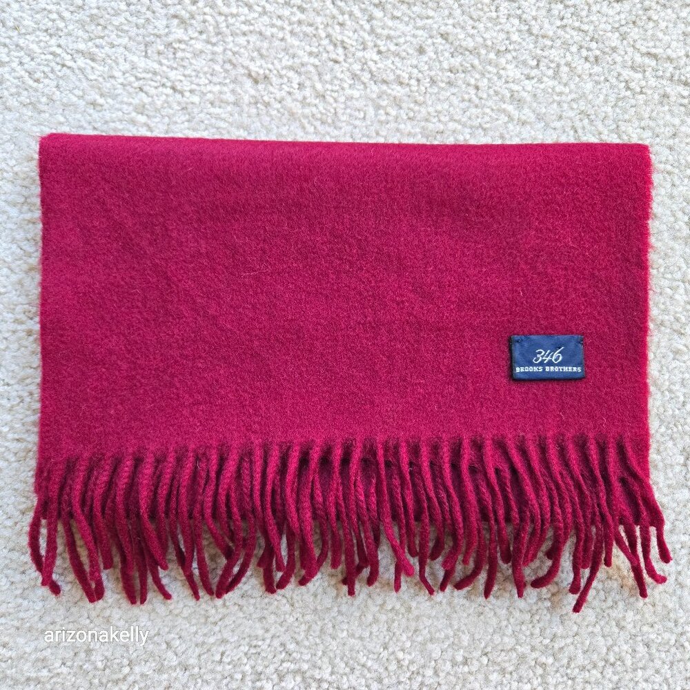 Brooks Brothers 346 Cashmere Burgundy Maroon Scarf Fringe